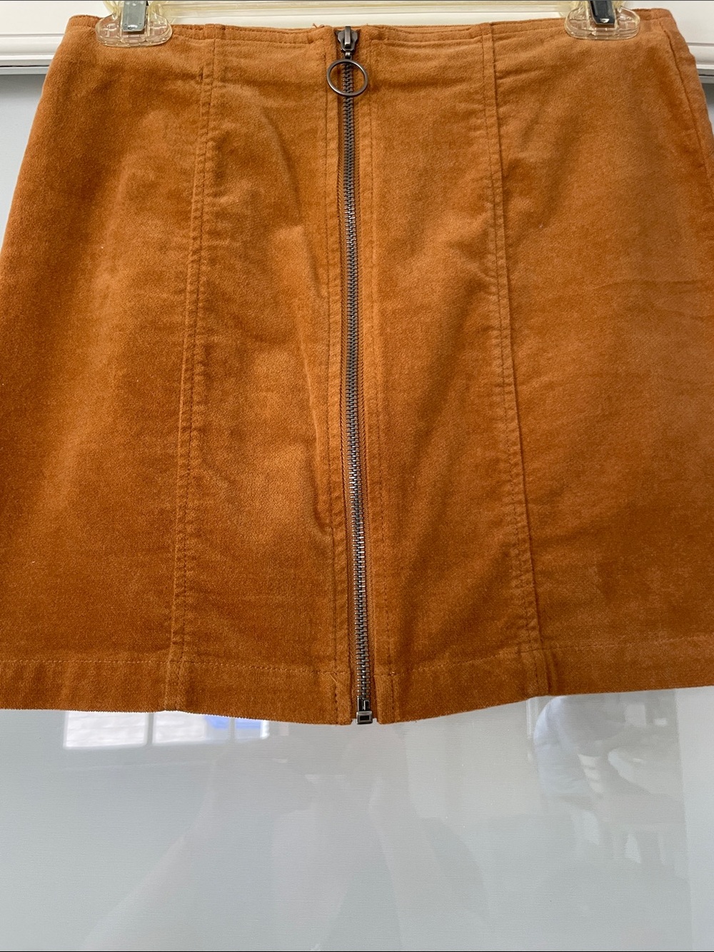 Forever 21 Brown/Tan Suede-Look Zip Front Mini Skirt